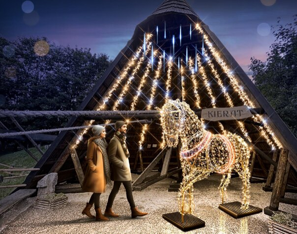 Złoty Stok zimą. Gdzie światło spotyka historię: poznaj Wioskę Mikołaja w Średniowiecznej Osadzie Górniczej